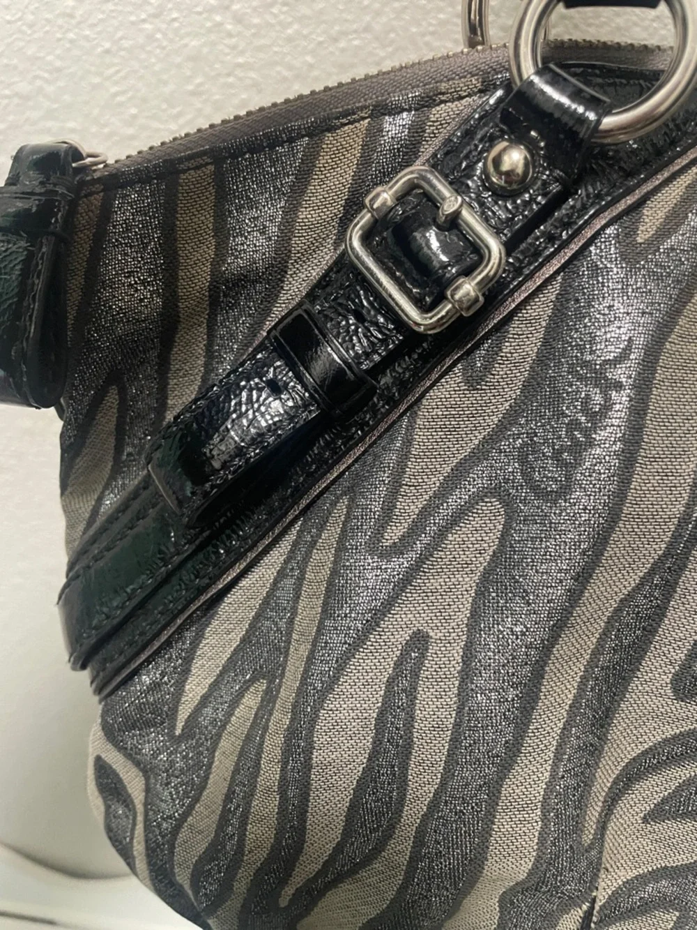 Y2K Coach Zebra Print Satchel in Black and Silver - Picture 7 of 13